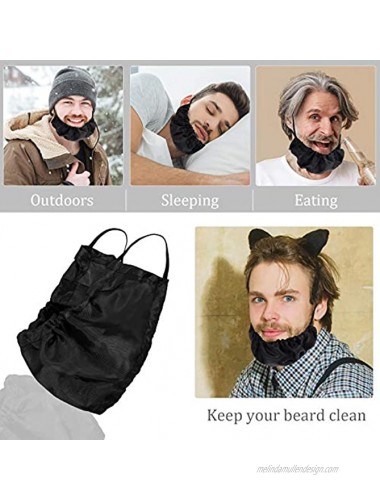 3 Pieces Beard Bandana Beard Covers Adjustable Facial Hair Apron Guard Bonnet Mens Bedtime Bib Cap Black