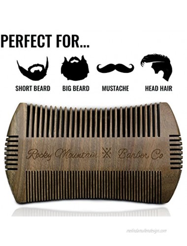 Beard Comb Sandalwood Natural Hatchet Style for Hair Anti-Static & No Snag Handmade Wide & Fine Tooth Contour Brush Best for Beard & Moustache with Carrying Case Pouch