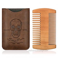 Beard Power Wooden Beard Comb & Durable Case for Men with Sexy Beard Fine & Coarse Teeth Pocket Comb for Beards & Mustaches,Brown Skull Design