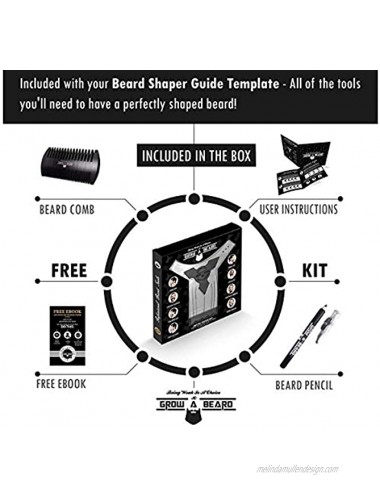 Beard Shaper & Beard Shaping Tool for Men Beard Lineup Guide Template Perfect for Styling and Edging Includes Dual Action Beard Comb & Barber Pencil Liner