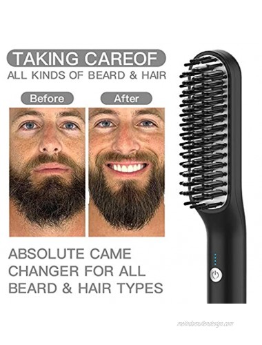Beard Straightener for Men,Ionic Beard Straightening comb with Anti-Scald Feature,Heated Hair Straightener Brush for Men & Women Portable Beard Straightener Brush Dual Voltage for Travel & Home