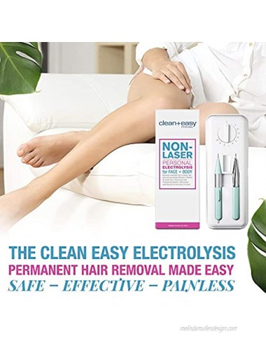 Clean + Easy Non-Laser Personal Electrolysis for Face and Body Permanent Hair Removal Battery Operated