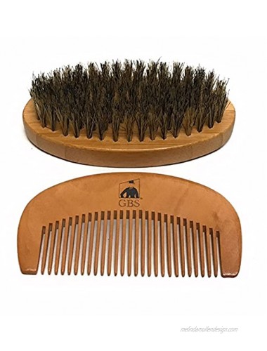 G.B.S Men's Oval Wood Handle Boar Bristle Brush Beard Comb Wooden beard comb Ideal Choice for Men- Professional beard brush for super-stylish beard