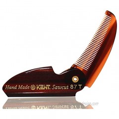 Kent 87T Handmade Folding Pocket Comb for Men Fine Tooth Hair Comb Straightener for Everyday Grooming Styling Hair Beard or Mustache Use Dry or with Balms Saw Cut Hand Polished Made in England