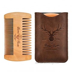Menesia Wooden Beard Comb & Durable Case for Men Beard Fine & Coarse Teeth Men's Wood Pocket Comb for Beards & Mustaches & Hair,Brown Deer Design