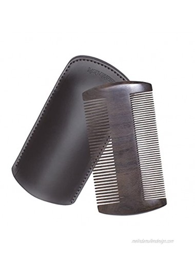 Natural CHACATE PRETO Wooden Beard Comb&Protective Sleeve Dual Action Fine and Coarse Teeth – Handmade Comfortable size Perfect for Hair Beard & Mustache CHACATE PRETO