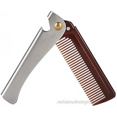 Qinlorgo Beard Comb Natural Wood Mustache Comb Folding Beard Comb for Combing Both Hair and Beard