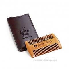 Scruffy Jack's Wooden Beard Comb with Case Fine and Coarse Teeth
