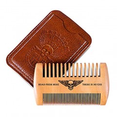 TOTFSTNR Wooden Beard Comb For Men,Pocket Comb for Beards & Mustaches,Wings Skull Design