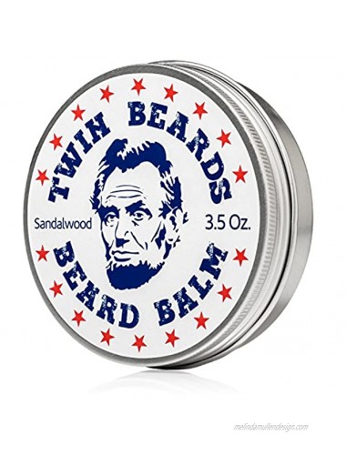 Twin Beards Beard Care Set for Men | 100% Boar Bristle Beard Brush & Metal Tin | Sandalwood Beard Balm | Conditions & Strengthens Softer & Thicker Beard | Cocoa Butter Bees Wax & Jojoba Oil | 3.5 oz