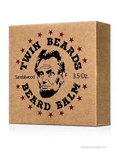 Twin Beards Beard Care Set for Men | 100% Boar Bristle Beard Brush & Metal Tin | Sandalwood Beard Balm | Conditions & Strengthens Softer & Thicker Beard | Cocoa Butter Bees Wax & Jojoba Oil | 3.5 oz