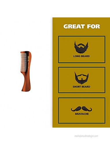 Wahl Beard & Moustache Comb for Men's Grooming Handcrafted & Hand Cut with Cellulose Acetate Smooth Rounded Tapered Teeth Model 3323