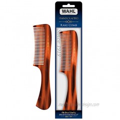 Wahl Beard Mustache & Hair Rake Comb for Men's Grooming Handcrafted & Hand Cut with Cellulose Acetate Smooth Rounded Tapered Teeth Model 3325