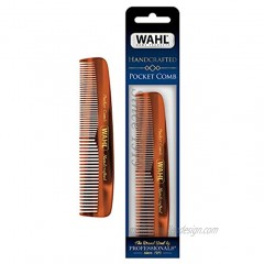 Wahl Model 3324 Beard Moustache & Hair Pocket Comb for Men's Grooming Handcrafted & Hand Cut with Cellulose Acetate Smooth Rounded Tapered Teeth