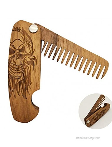 Wooden Beard Comb for Men's Hair Beard & Mustache Comb Pocket Comb Best Skull Gift,1 Pack