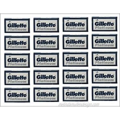 100 Gillette Platinum Blue Double Edge Safety Razor Blades 20 x 5