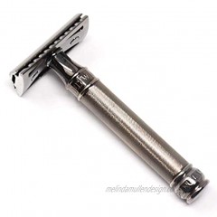 Double Edge safety razor barley effect handle with complimentary Feather blade