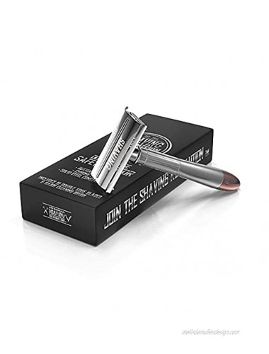 Double Edge Safety Razor Butterfly Open Razor with 10 Japanese Stainless Steel Blades Close Clean Shaving Razor for Men Silver