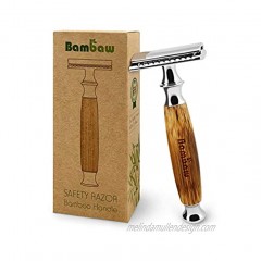 Double Edge Safety Razor with Long Natural Bamboo Handle | Safety Razor Wood | Eco Friendly | For Men or For Women | Sustainable and Durable | Saftey Razor | Bambaw