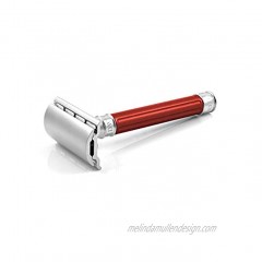 Edwin Jagger 3one6 Stainless Steel Grooved Red Double Edge Safety Razor