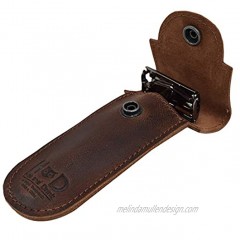 Hide & Drink Leather Double Edge Protector Case Barber Razor Sheath Safety Cover Travel & Commuter Essentials Portable Carry Bag Vintage Handmade Includes 101 Year Warranty :: Bourbon Brown