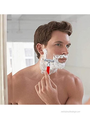 Krisp Shave 4 inch Long Handled Double Edge Safety Razor Butterfly Open Men Women Shaving Razor with 5 Premium Shave Blades Red