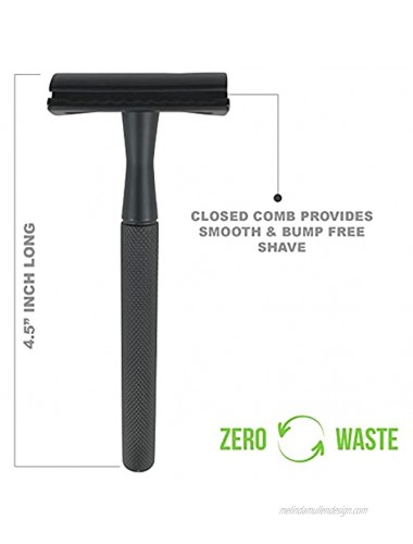 Krisp Shave Stainless Steel 4.5 Long Handle Safety Razor for Men Women Double Edge Shaving Razor Fits All Double Edge Razor Blades Comes With 5 Shave Blades