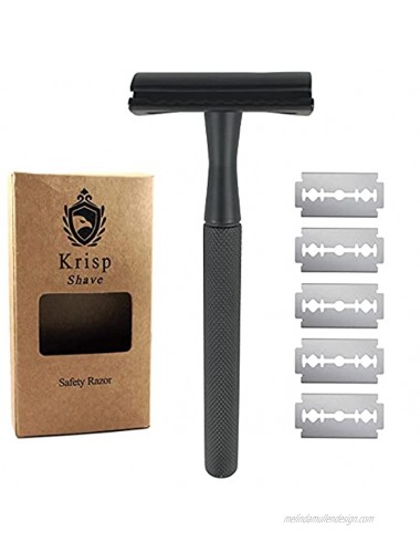 Krisp Shave Stainless Steel 4.5 Long Handle Safety Razor for Men Women Double Edge Shaving Razor Fits All Double Edge Razor Blades Comes With 5 Shave Blades