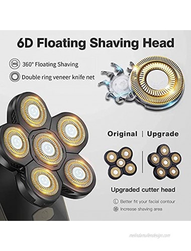 Roziaplus 6D Electric Shavers Replacement Heads Bald Replacement Heads Razor Blades Electric Replacement Heads for Electric Razors Head Shaver Replacement Blade Bald Head Shavers for Men