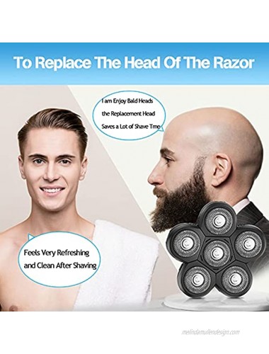 YEMIUGO Men's Electric Bald Shaver Replacement Heads 6 Headed Beard Cutter Replacement Blades Easy to Install Electric Razor Shaver Head for Bald Face Beard Leg Chest Hair Armpit