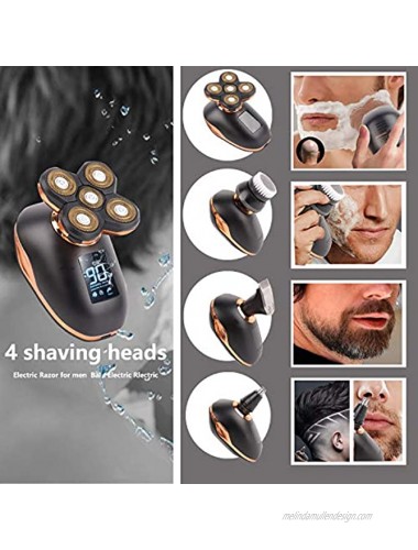 4 Shaving Heads NAWCUP USB Faster Charging Hair Clippers 5D Floating Wet Dry Rotary Hair Trimmer Electric Razors Shavers for Mens LED Face Shaver Kit Waterproof Facial Grooming