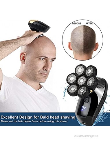7D Electric Razor for Men 5 in 1 Head Shavers for Bald Men Electric Rotary Shaver Waterproof Grooming Kit Cordless Bald Head Shaver LED Display