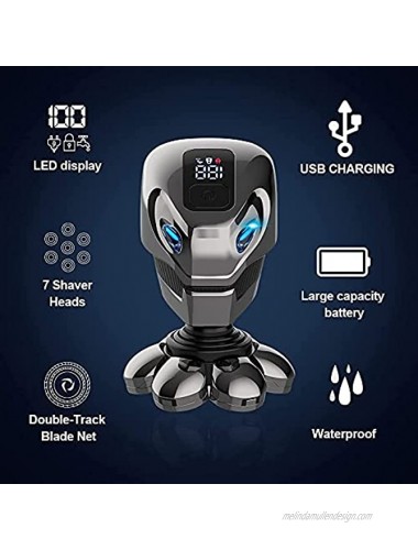 7D Electric Razor for Men 5 in 1 Head Shavers for Bald Men Electric Rotary Shaver Waterproof Grooming Kit Cordless Bald Head Shaver LED Display USB Rechargeable Shaver for Men Face Head