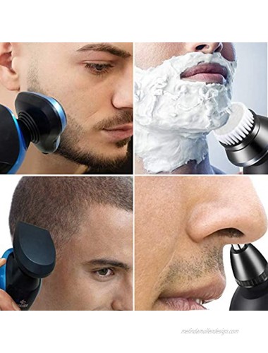 ACIYHN Electric Shavers for Men 4 in 1 Rechargeable Cordless Wet Dry Beard Nose Hair Trimmer Facial Grooming Kit Rotary Shaver for Men Blue