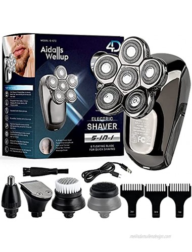 AidallsWellup Men’s 5-in-1 Electric Head Shaver for Bald Men Head Shaver for Men Anti-Pinch Ergonomic Design Cordless and Rechargeable.…