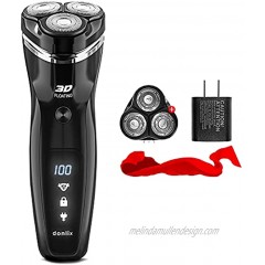 donlix Electric Razor for Men Shaving with 850mAn Rechargeable Lithium Ion Battery Rotary Shaver for Men with Pop-up Beard Trimmer Wet & Dry and Cordless & Corded Use Silver