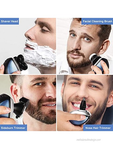 Electric Razor for Men Bald Head Shavers for Men 5 in 1 Electric Shaving Razors Rechargeable Cordless Hair Clipper Nose Trimmer Cleaning Brush Waterproof Wet Dry Grooming Kit
