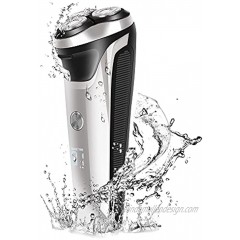 Electric Razor for Men Razors with pop-up Beard Trimmer Waterproof Digital Display Rechargeable（Silvery）