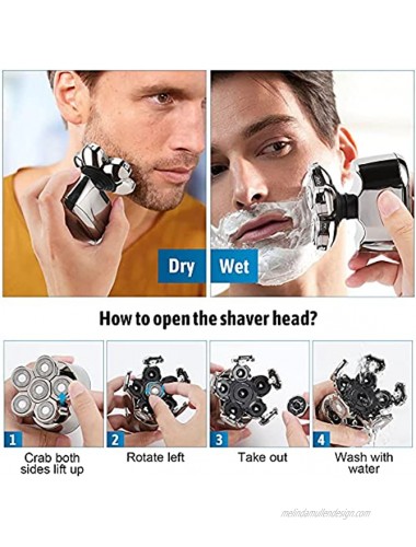 Electric Razor for Men,Rechargeable Electric Shaver Bald Head Razor USB Rotary Shavers Cordless Waterproof Electric Razor Nose Hair Beard Trimmer with Facial Cleansing Brush