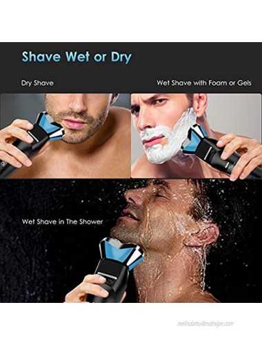 Electric Razor Rotary Shaver for Men Wet & Dry Electric Shaver with Beard Trimmer Rechargeable Waterproof LCD Display Men's 3D Rotary Shavers Electric Shaving Razors Cordless