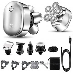 Electric Shaver Razor For Men Beard & Body Hair Trimmer Rotary Shaver Bald Head Shaver With LED Display Smart Lock USB Rechargeable IPX6 Waterproof 6D Floating Wet & Dry Shaving Cordless Grooming Kit