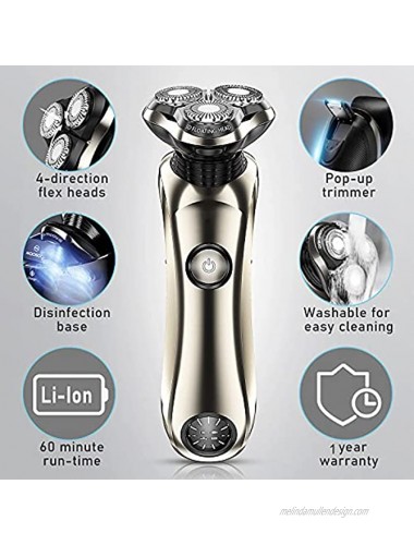 Electric Shavers for Men Cordless Rechargeable Men Electric Razors with Clean Charge Station Wet Dry Rotary Shaver with PopUp Trimmer 100% Waterproof 5 Mins Fast Charging Technology LED Display