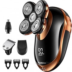 Head Shaver ERADREAM Electric Razor for Bald Men 4 in 1 Electric Shaver 5D Floating USB Rechargeable Nose Hair Shaver 100% IPX7 Waterproof Wet Dry Shave Rose Gold