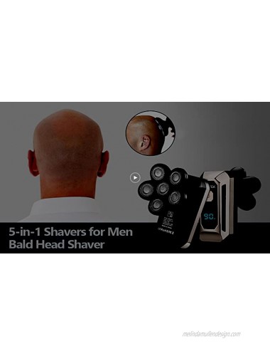 Head Shaver YBLNTEK Electric Razor for Bald Men Grooming Kit Upgrade 5 in 1 Six-Head Shaver for Beard or Bald Head with Nose Hair Trimmer IPX7 Waterproof Cordless and Rechargeable