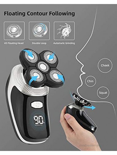 Head Shavers for Bald Men 5 in 1 Head Razor Grooming Kit for Pefect Bald Look Cordless Electric Head Shaver Wet&Dry LED Display Bald Head Shaver for Man