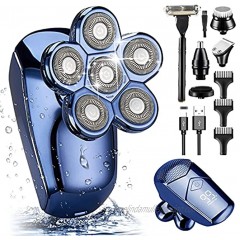 Head Shavers for Bald Men AJVEQORD Upgrade 6-in-1 Electric Razor for Men Cordless Rechargeable Bald Head Shaver IPX7 Waterproof Wet Dry Rotary Shaver Grooming Kit…