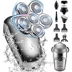 Head Shavers for Bald Men LALAHOO Bald Head Shavers for Men Cordless Electric Head Shaver Wet&Dry LED Display 5 in 1 Grooming Kit for Head and Facial Platinum