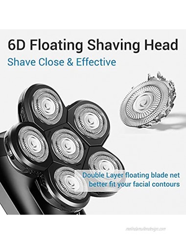 Head Shavers for Bald Men,Upgrade 6D Floating Head,Electric Razor with LCD Display,IPX7 Waterproof Rotary Shaver 5-in-1 Wet and Dry Shaver Kit for Men