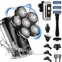Head Shavers for Bald Men,Upgrade 6D Floating Head,Electric Razor with LCD Display,IPX7 Waterproof Rotary Shaver 5-in-1 Wet and Dry Shaver Kit for Men
