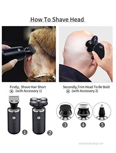 Tiklean Electric Razor for Men Head Shaver for Bald Men Grooming Kit Wet Dry Rotary Shavers Nose Hair Beard Trimmer Clippers Facial Cleansing Brush Cordless Waterproof USB Charging Rechargeable